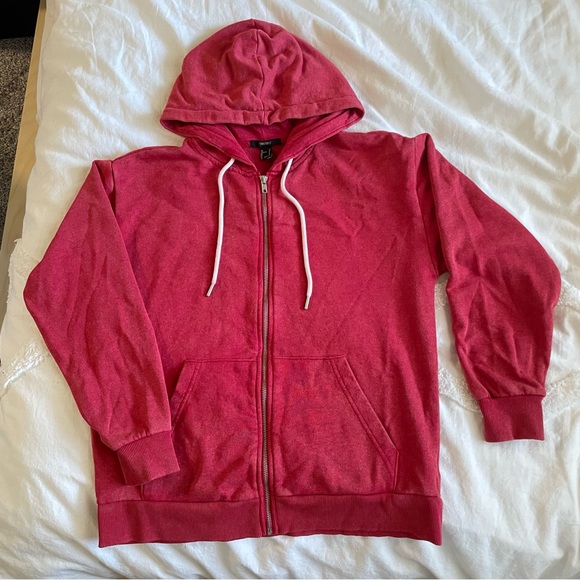 Red Zipper Hooded Sweatshirt - Picture 4 of 4